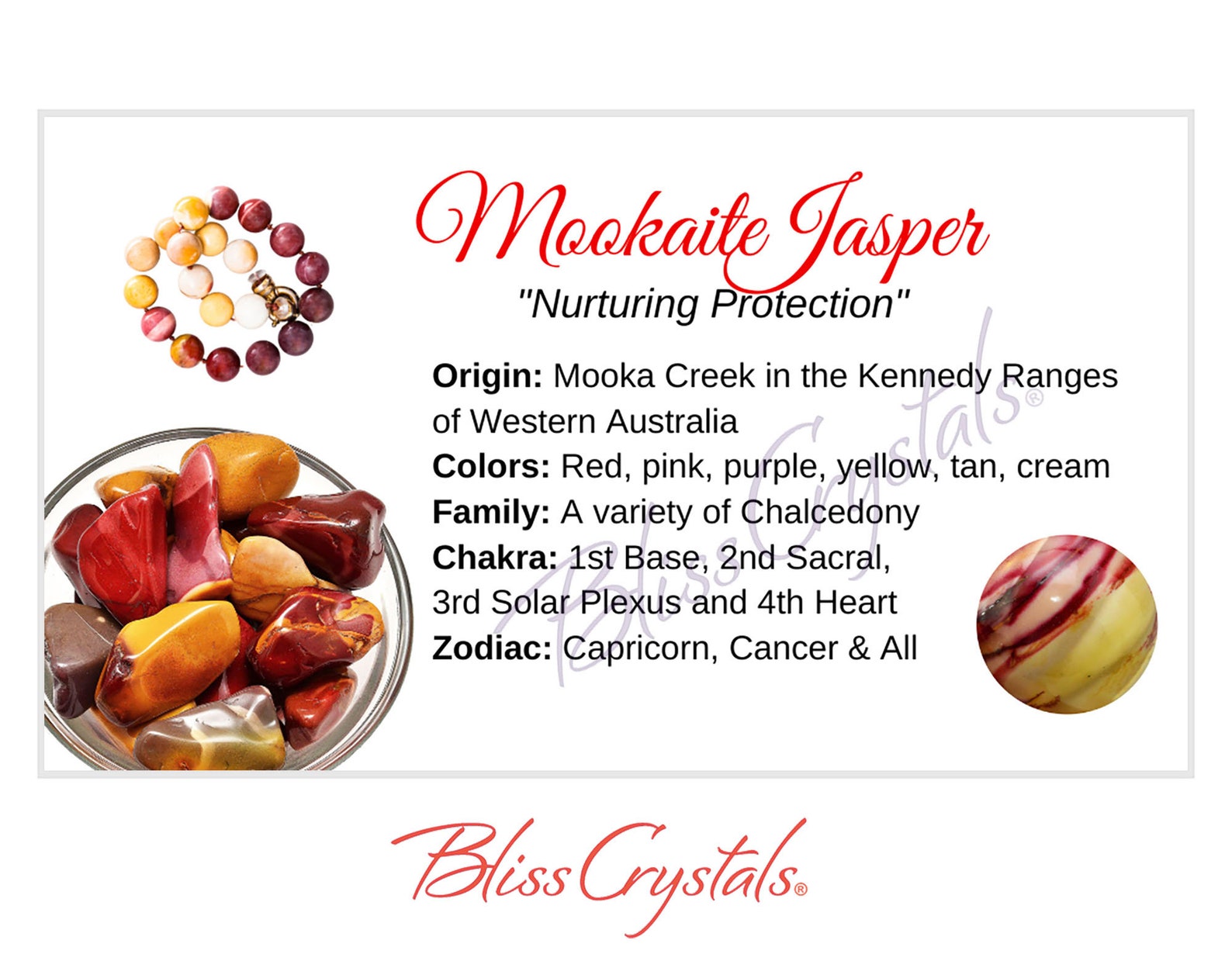 MOOKAITE JASPER Crystal Information Card Double Sided HC157 Etsy