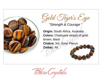 GOLD TIGERS EYE Crystal Information Card, Double sided #HC26