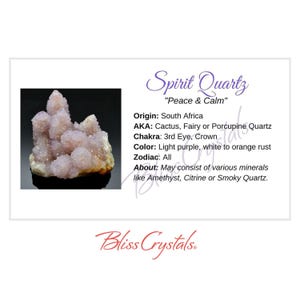 SPIRIT QUARTZ Crystal Information Card, Double sided #HC110