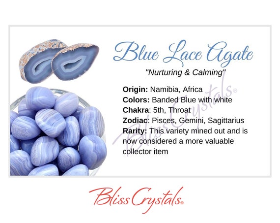 BLUE LACE AGATE Crystal Information Card Double sided HC16