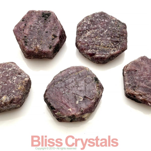1 XL RUBY Rough Cut Hexagon 1.4" Untreated Crystal Stone Mineral Specimen Capricorn Jewlery Crafting, Healing Crystals and Stones  #S2