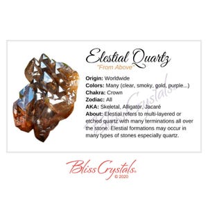 ELESTIAL QUARTZ Crystal Information Card, Double sided #HC137