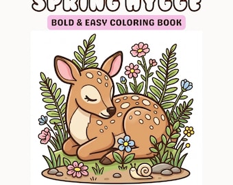 Cozy Spring Coloring Pages for Adults | Cottagecore Coloring Book | Hygge Coloring Pages | Bold Easy Coloring Page Printable Download
