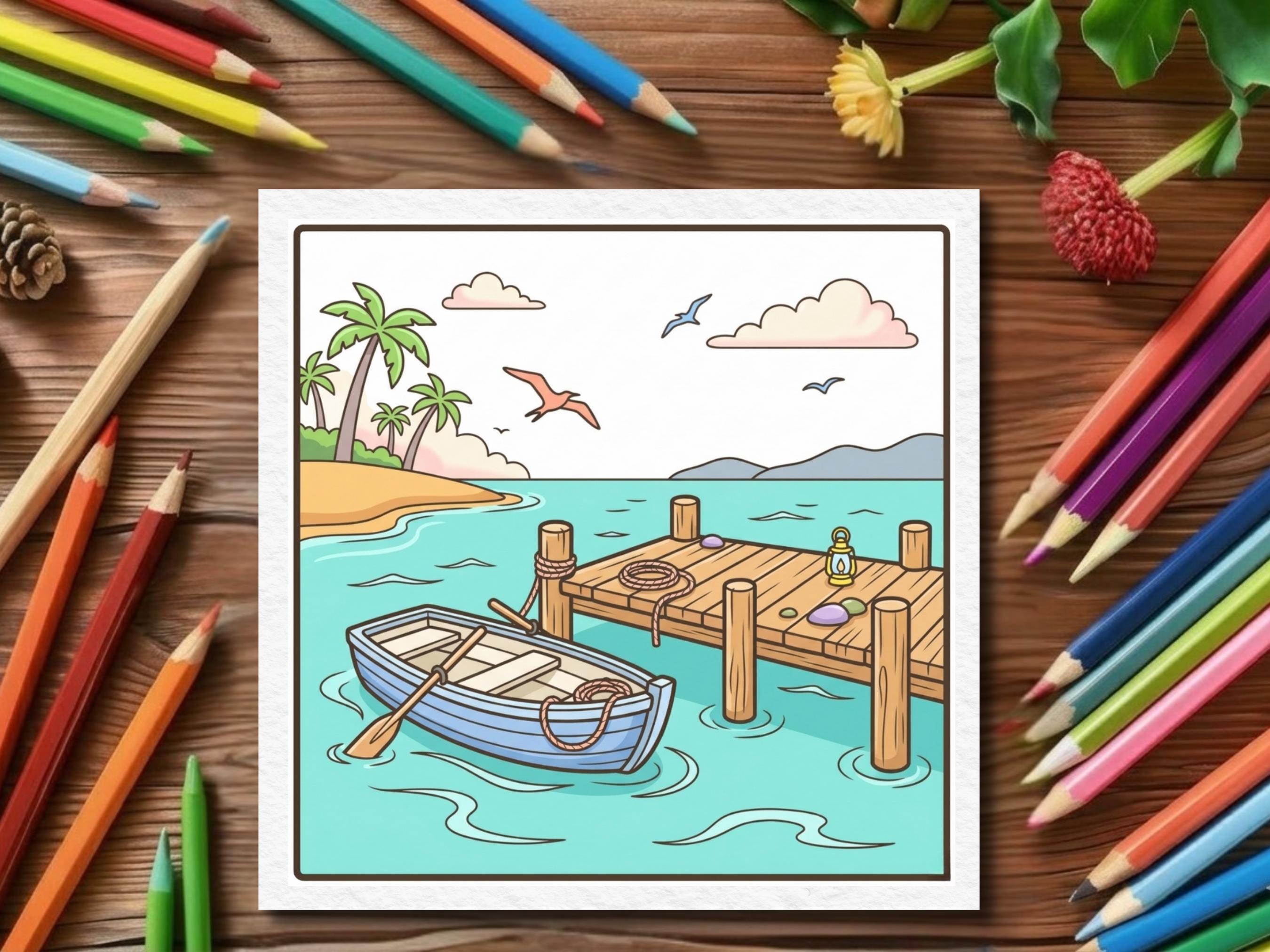 Libro para colorear imprimible de verano tropical para adultos, páginas ...