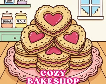 Libro da colorare Hygge a tema panetteria accogliente, stampabile per adulti, pagine da colorare facili e audaci, colorazione estetica