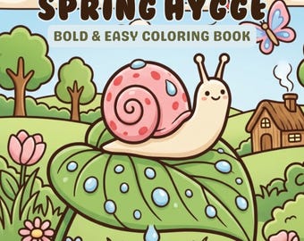 Accoglienti pagine da colorare primaverili per adulti / Libro da colorare Cottagecore / Pagine da colorare Hygge / Pagina da colorare facile e audace da stampare e scaricare
