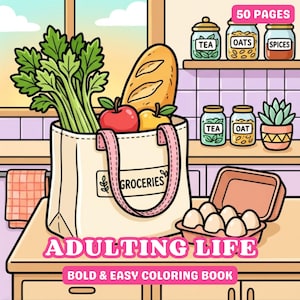 Adulting Life Routine Coloring Book, Funny Stress Relief, Cozy Daily Moments, Cute Lifestyle Pages, Bold Easy Art, Printable PDF Download