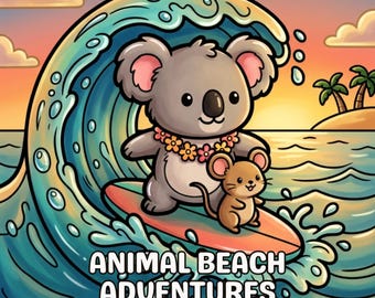 Accogliente libro da colorare estivo, simpatiche avventure in spiaggia con animali, rilassanti pagine stampabili in formato PDF, arte semplice e audace per adulti, lavoretti fai-da-te per un'isola all'insegna della consapevolezza.