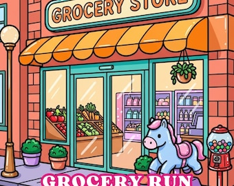 Cozy Grocery Run Adult Coloring Book Bold Easy Food Pages Aesthetic Shopping Digital Download Printable Coloring Sheets Hygge Coloring Pages