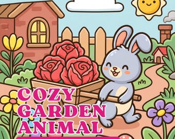 Disegni da colorare di un accogliente giardino con animali per adulti / Disegni da colorare stampabili / Libro da colorare digitale / Disegni da colorare per bambini e famiglie