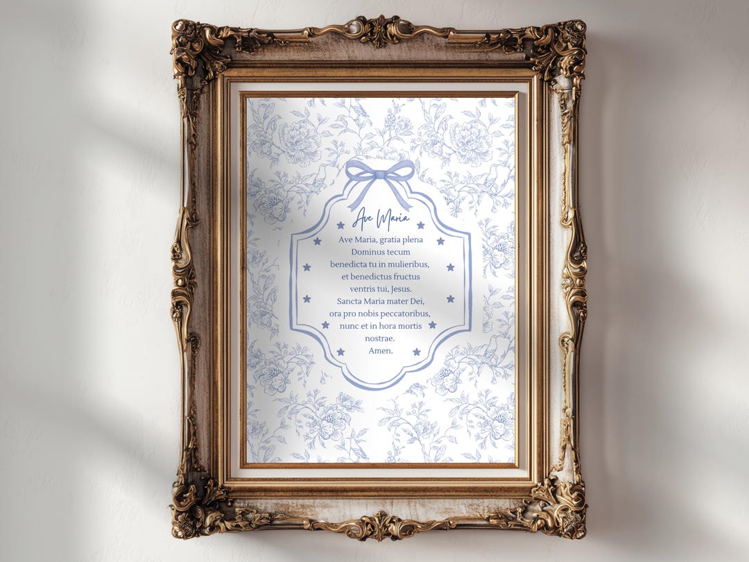 Ave Maria Latin Prayer Printable Wall Art | Marian Catholic Print With ...