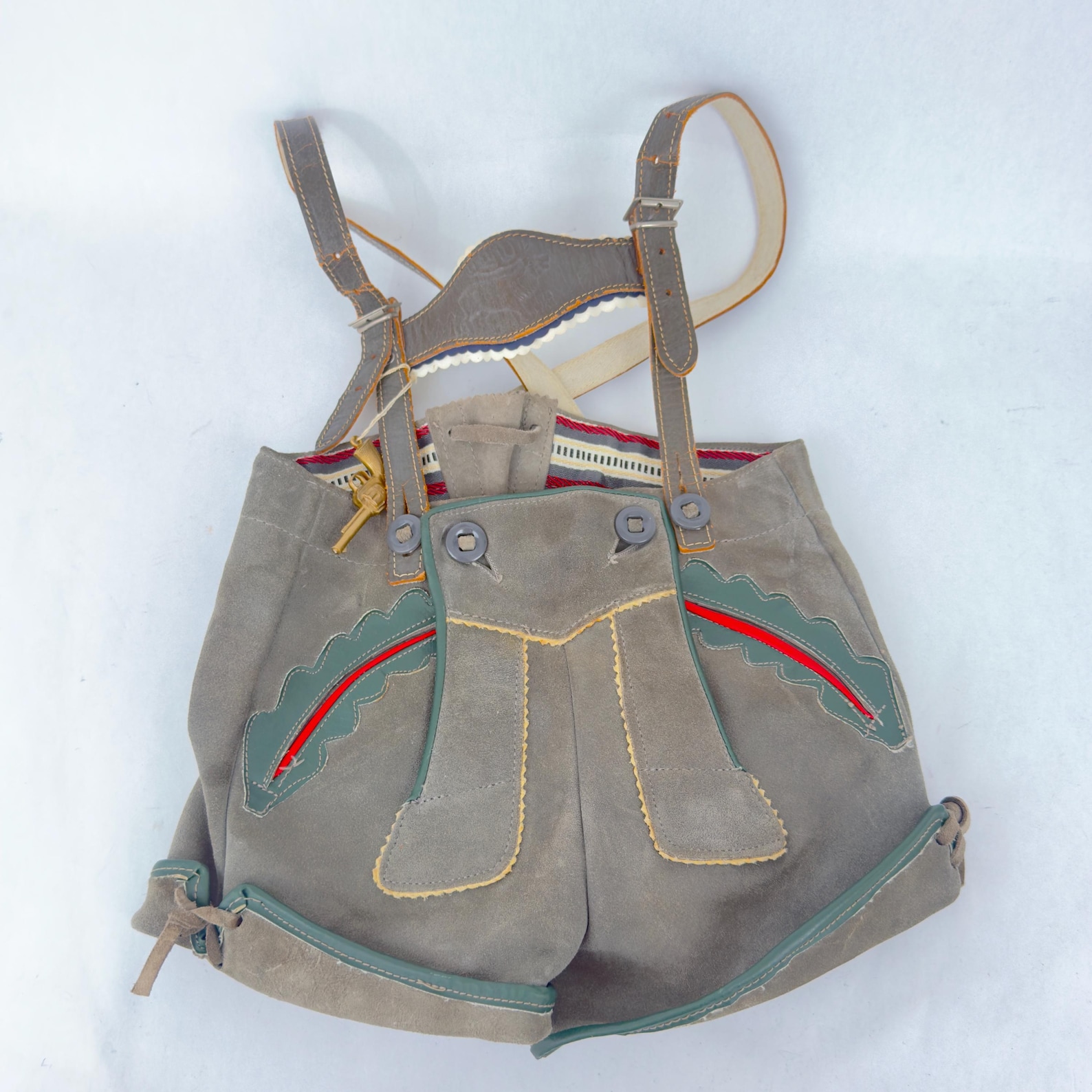Vintage Suede & Leather German/ Bavarian Lederhosen Child Suspenders Small READ!