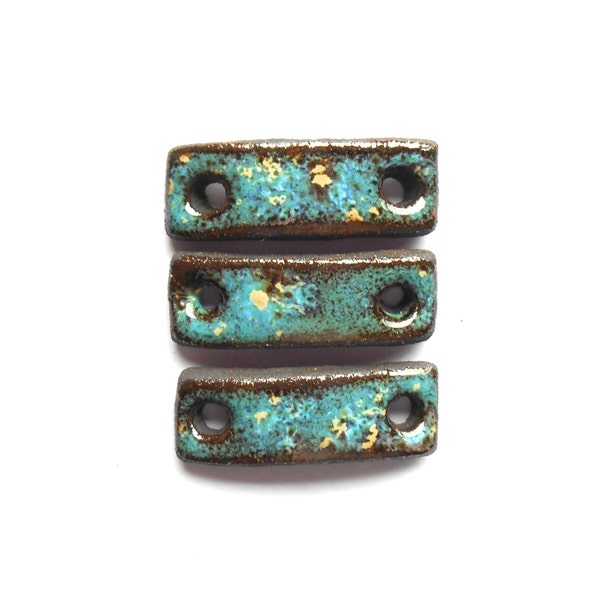 RESERVED FOR OLGA......Turquoise Bracelet Bar Stoneware Black Clay Handmade Connector X 1