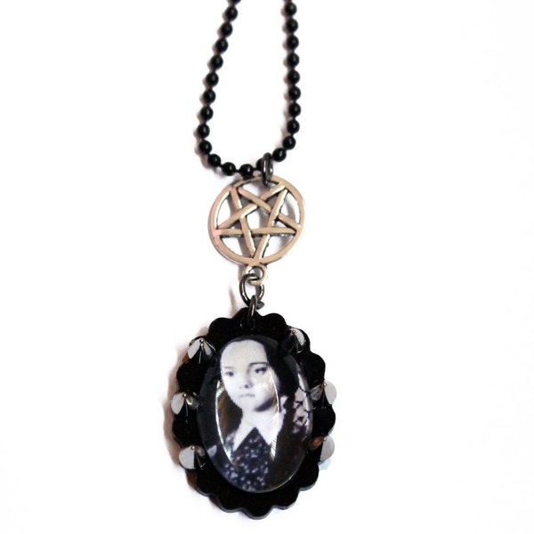 SALE Wednesday Addams Pentagram Studded Spikes Necklace