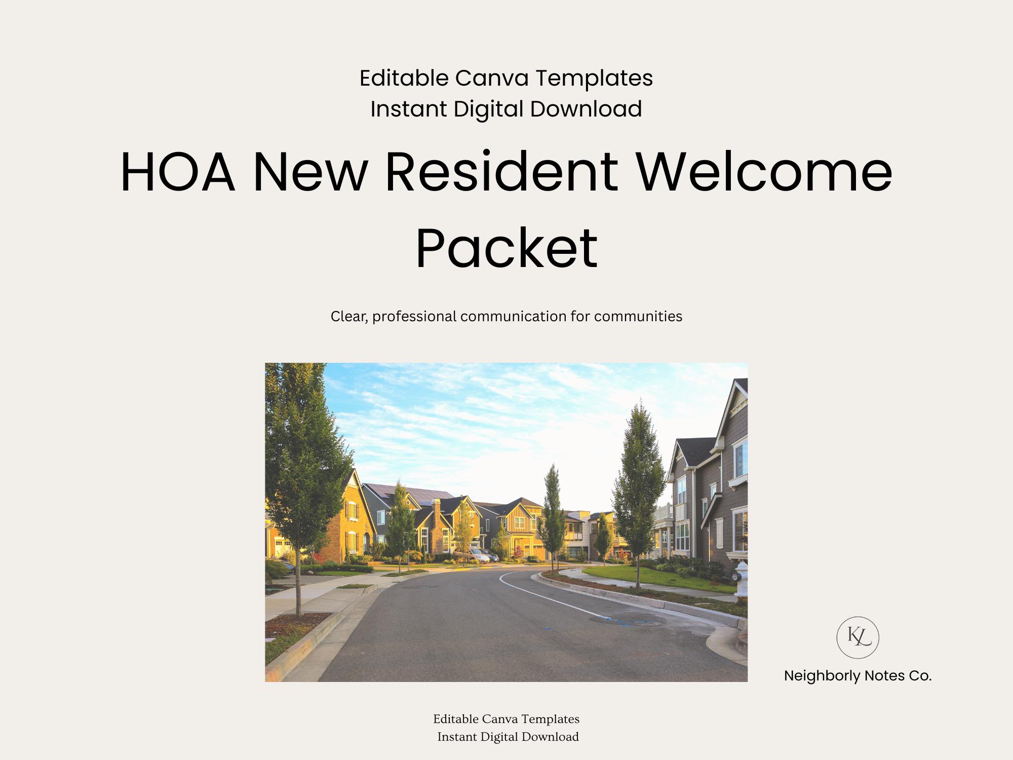 HOA New Resident Welcome Packet Templates | Editable Canva HOA ...
