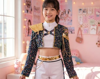 Disfraz de cazador de demonios Kpop para niños: disfraz de Rumi Mira Zoey para niñas y niños de 3 a 12 años.