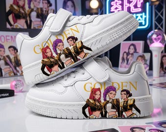 Sneakers K-Pop per bambini, grafica personalizzata Idol, scarpe con velcro, scarpe da cacciatore di demoni