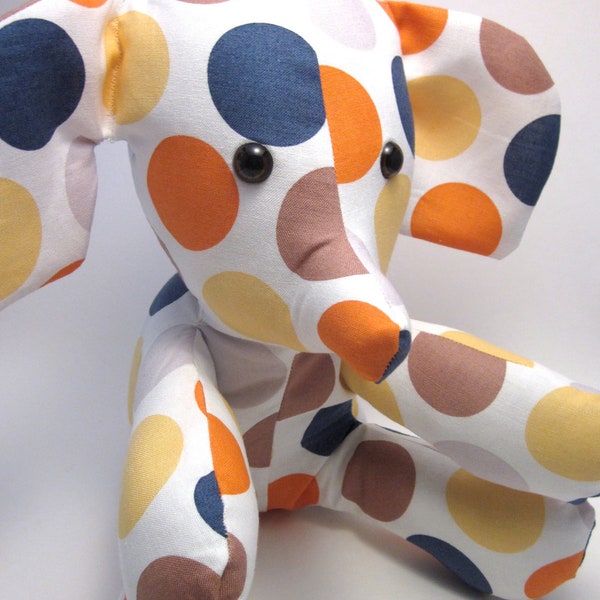 Stuffed Elephant Yellow Blue Orange Dot Plush Animal Nursery Decor Baby Toy