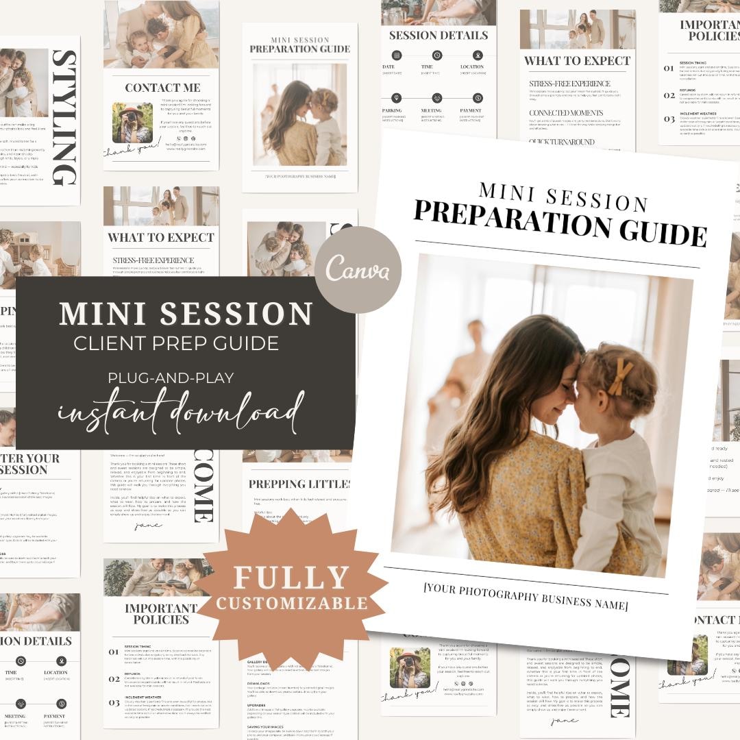 Mini Session Client Prep Guide Template | Canva Welcome Guide for ...