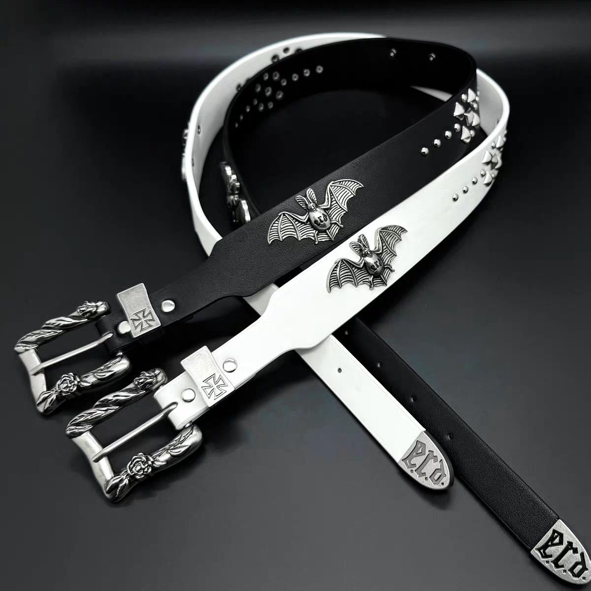 Vintage St. Maarten White Studded Leather Chain Belt Deadstock Y2K Medium Y2k White Belt - Etsy main image 3