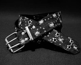 VTG 2000s Hot Topic Pyramid Studded Belt Black Purple Size  display picture 3