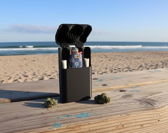 Pre Roll Holder and Lighter Case | Smell Resistant Joint Storage | Holds 2 Pre Rolls and Bic Lighter | The Session Keeper