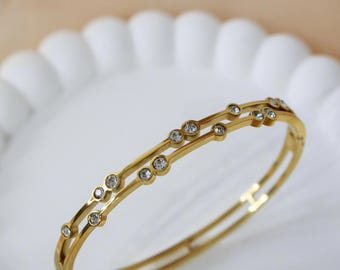 Anti Tarnish Bangle for Women| Waterproof Stainless Steel Jewelry, Cubic Zirconia Bangle|Celestial Minimalist Bracelet | Gift for Her | 18K