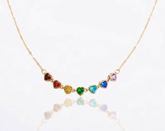 Dainty Rainbow Heart Necklace for Women,Multicolored Heart Choker Necklace,Minimalist Pride Jewelry,Gold Delicate Chain for Stacking,Unique