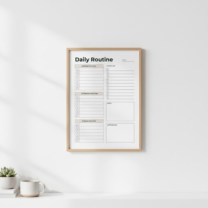Daily Routine Checklist Printable | Morning, Afternoon, Evening Planner ...