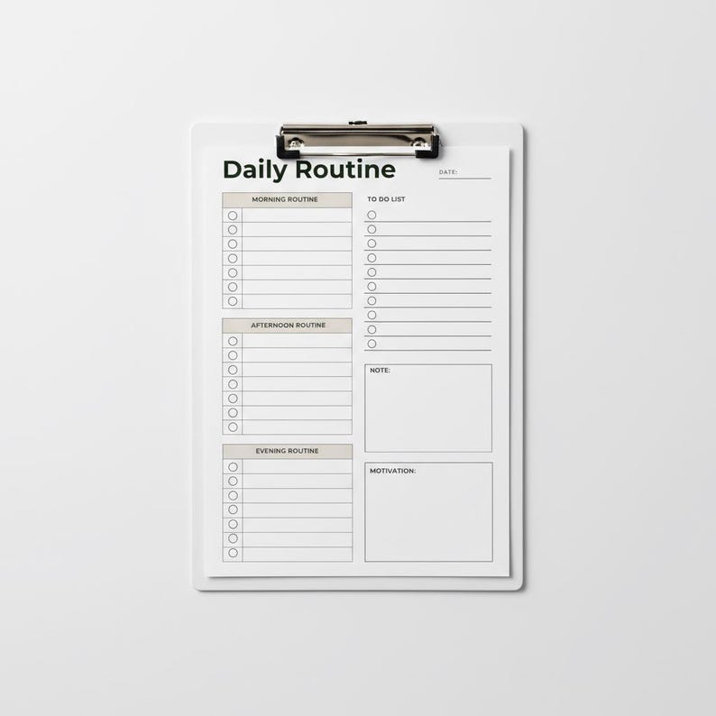 Daily Routine Checklist Printable | Morning, Afternoon, Evening Planner ...