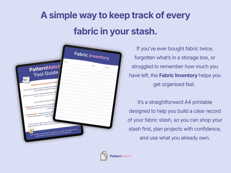 Fabric Inventory Tracker | Printable A4 PDF for Sewing Stash - Etsy