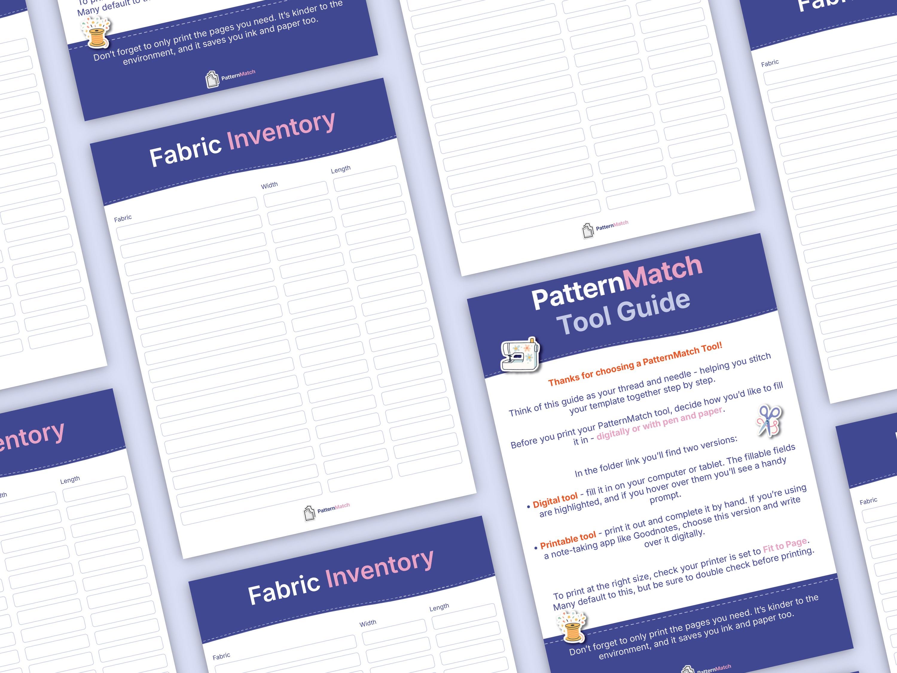 Fabric Inventory Tracker | Printable A4 PDF for Sewing Stash - Etsy