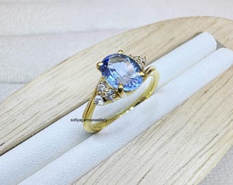 Tanzaniet-ring, geboortesteenringen, 925 sterlingzilver, tanzaniet-sieraden, beloftering, jubileumring, geboortesteen december, trouwringen