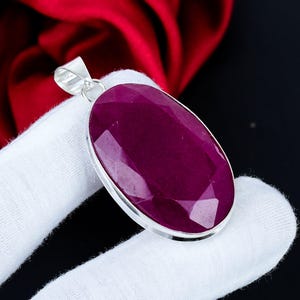 Kashmir Rubin Anhänger, Rubin Labor erstellt Schmuck, Boho 925 Sterling Silber Schmuck, Handgemachter Anhänger, Rubin Edelstein Unisex Anhänger Schmuck