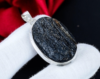 Black Tourmaline Pendant, Natural Black Tourmaline Jewelry, 925 Sterling Silver Jewelry, Handmade Jewelry Pendant, Unisex Pendant For Gift