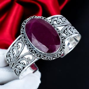 Kashmir Red Ruby Gemstone Bangle 925 Sterling Silver Jewelry Unique Bangle Silver Jewelry Cuff Bangle Everyday Wear Jewelry, Birthday Gifts