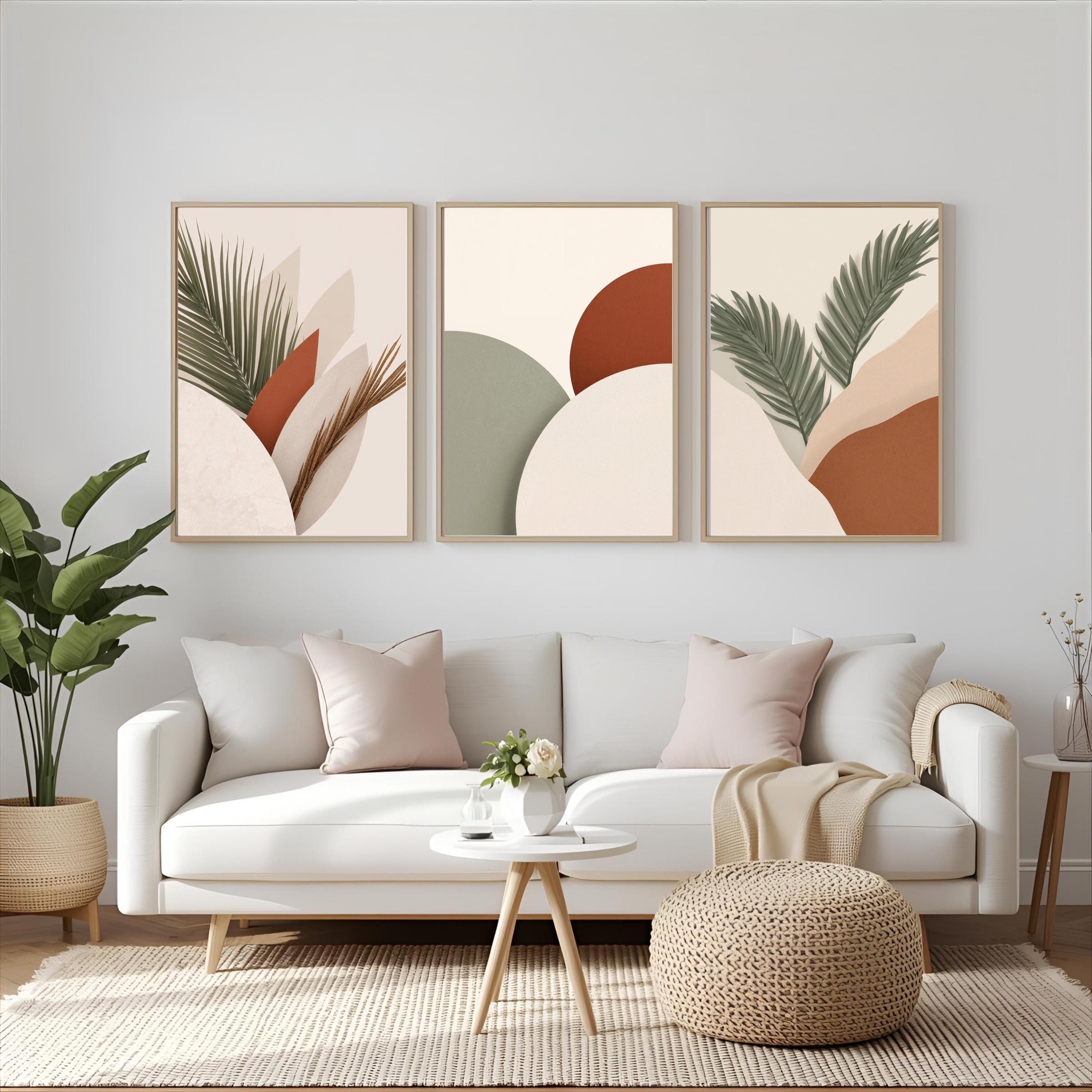 Boho Wall Art Printable Set of 3 | Neutral Botanical Palm Prints ...