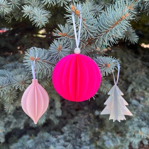 Ornament Set - Honeycomb Paper Ornaments - Custom Ornaments -  Minimalist Christmas Decor - Decorations - Metallic Ornament