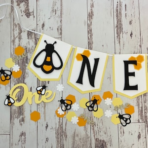 First Bee Day Party Decoration-Cake Topper - One Cake Topper - Bee Party Decorations - Bumble Bee Decor - Bee Banner- Bee Themed Cake Topper