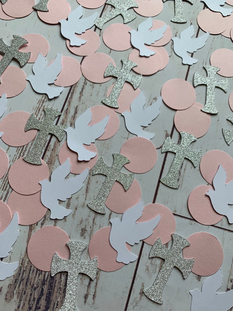 Pink Baptism Decorations Baptism Confetti Baptism Decor Etsy