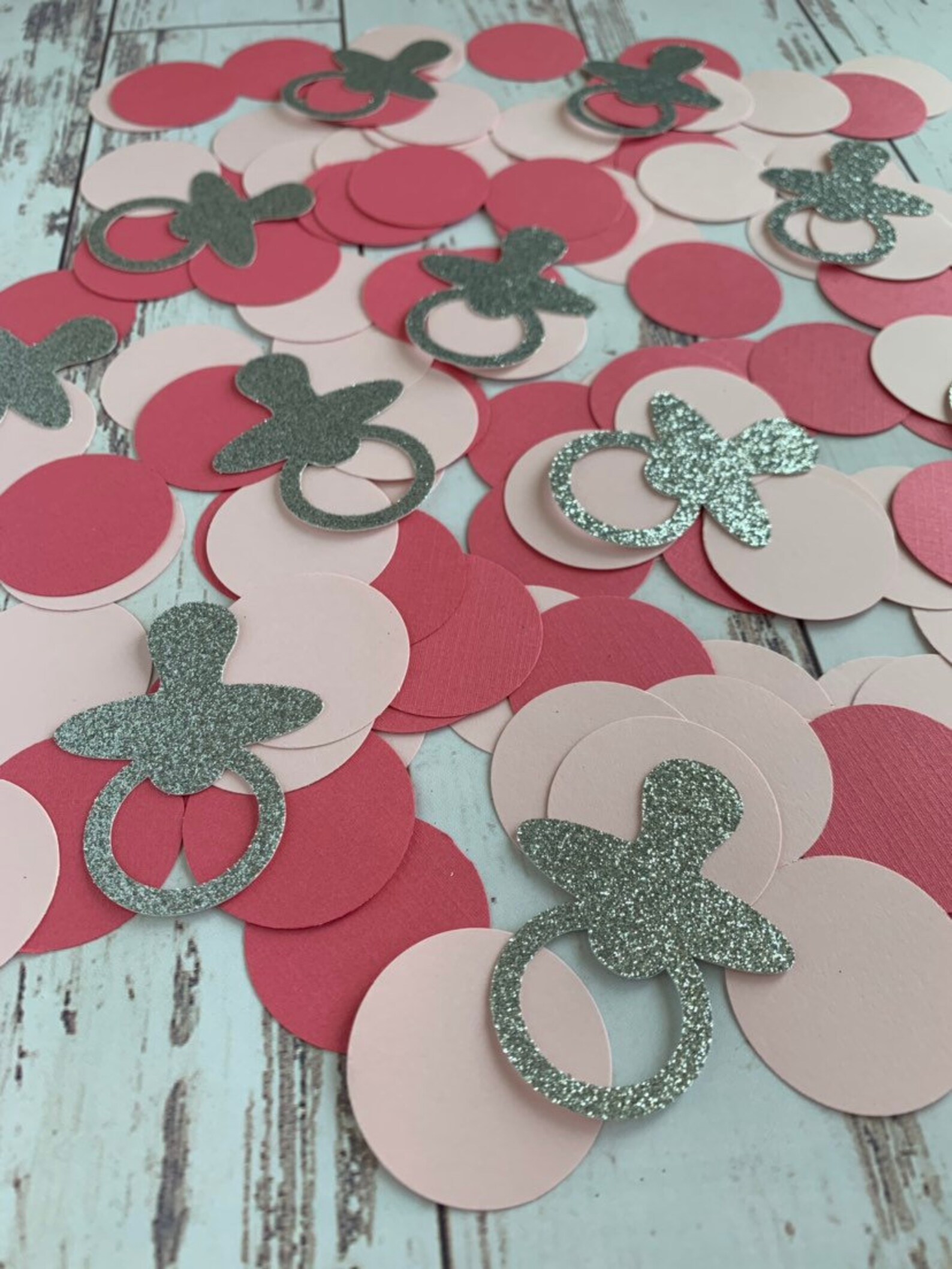 Baby Shower Glitter Confetti Pink Baby Girl Pacifer Etsy