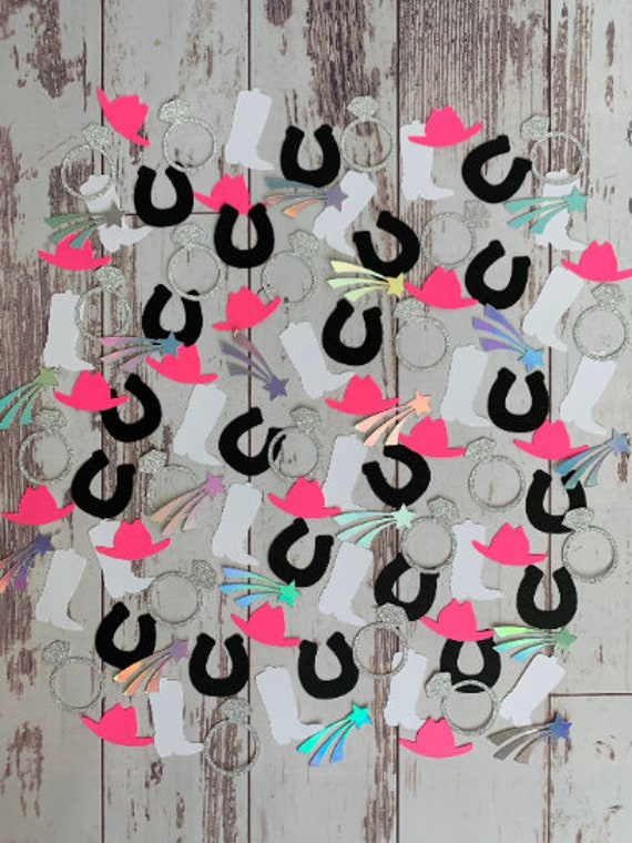 Cowgirl Disco Junggesellinnenabschied Konfetti – 100 Teile Mit Glitzerringen & Cowgirl-Hüten Für Die Party