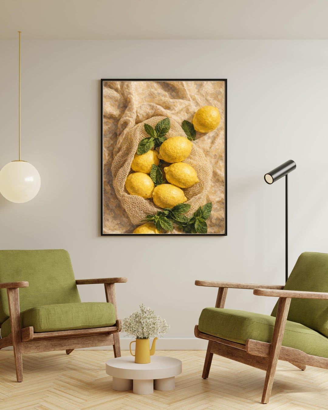 Lemon Still Life Print: Rustic Oil Painting Style Farmhouse Kitchen ...