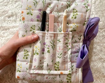 Floral Quilted Bible Cover | Lavender Fabric Case, Christian Gift