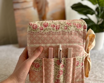 Rose Grace Quilted Bible Cover | Pink Floral, Handmade Christian Gift