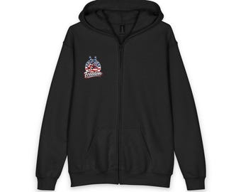 Felpa con cappuccio con bandiera americana e scritta "Pace" / Design patriottico, modello con zip per ragazzi