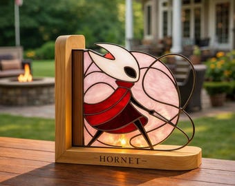Handmade Tiffany Glass Hollow Knight Silksong Bookend, Stained Glass Game Decor, Indie Game Gift for Gamers