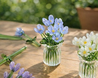 Mini bouquet di fiori in vetro fatti a mano, piccolo vaso decorativo, 12 opzioni di colore