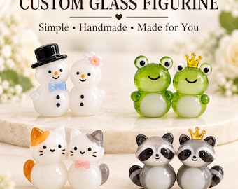 Custom Handmade Glass Figurine, Pet Wedding Cake Topper, Keepsake Gift