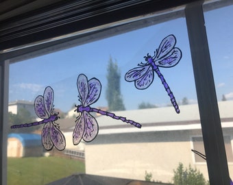 Libellule FAUX Stain Glass Window S’accroche sur COMMANDE